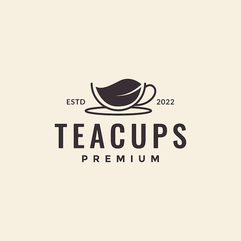 Tea Cup Logo Design, Tea Cafe Logo, Tea Logo Design Ideas, Tea Leaf Logo, Tea Brand Logo, Tea Cup Logo, Tea Shop Logo, Tea Cup Illustration, Tea Logo Design