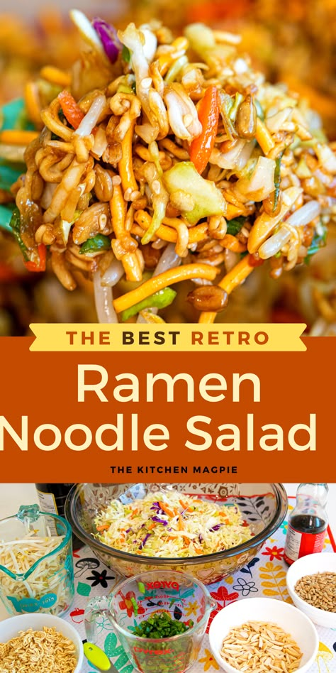 Ramen Noodle Salad Japanese Salad With Ramen Noodles, Orential Salad With Ramen, Asian Salad With Ramen Noodles, Cold Ramen Noodle Salad, Salad Week, Crunchy Noodles, Ramon Noodles, Asian Ramen Noodle Salad, Asian Ramen Salad