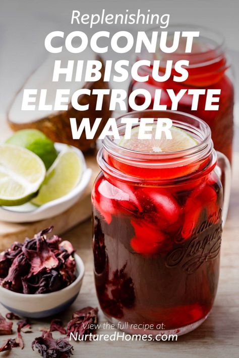 Coconut Hibiscus Electrolyte Water for Post-Workout Recovery - Nurtured Homes Electrolyte Water, Coconut Hibiscus, Medicine Tips, Workout Recovery, Starters Recipes, Healthy Nutrition, Tea Recipes, Post Workout, Nutrition Recipes