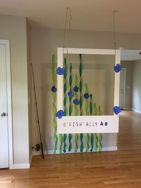 Photo Backdrop for Fish Birthday Party Prek Prom, Fishing Birthday Party Boys, Queer Prom, Fishing Party Decorations, Fishing Baby Shower Theme, Fishing Theme Party, Fishing Themed Birthday Party, Baby Shower Fishing, Fishing Baby