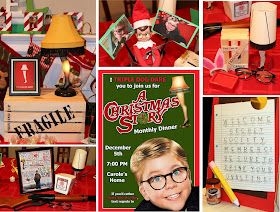 A Christmas Story Party, Christmas Story Party Ideas, Vegetable Fabric, Christmas Story Movie, Christmas Movie Night, Movie Themed Party, Christmas Party Themes, Recycled Cardboard, Movie Themes