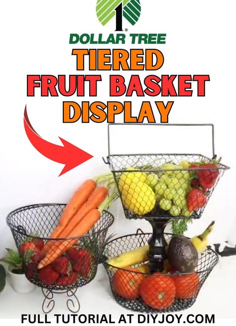 Basket Display, Tiered Fruit Basket, Thrifty Diy, Diy Valentines Gifts, Dollar Tree Crafts, Tree Crafts, Diy Home Decor Projects, Fruit Basket, Valentines Diy