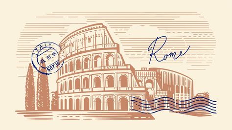 The Coliseum, Hand Drawn Illustration, Historical Landmarks, Drawn Illustration, Rome, Vector Art, Hand Drawn, Vector Free, How To Draw Hands