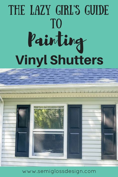 Painting Shutters Black, Cream House Black Shutters, How To Paint Shutters On House, Gray Siding Black Shutters, Painting Shutters On House, Painting Vinyl Shutters, Paint Shutters, Outdoor Shutters, Paint Vinyl