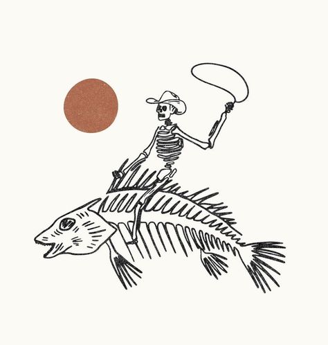 Western Line Art Tattoos, Surf Cowboy Tattoo, Desert Animal Tattoo, Western Line Tattoo, Earthy Tattoos Nature Simple, Hippie Tattoo Ideas Boho, Western Line Art, Fish Art Illustration, Simple Western Tattoos