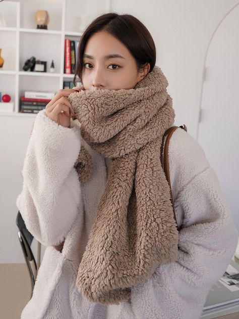 DAZY Solid Fuzzy Scarf Fuzzy Scarf, Polyester Scarf, Scarf Women, Shein Style, Amazing Products, Winter Scarf, Womens Scarves, Fashion News, Women Accessories