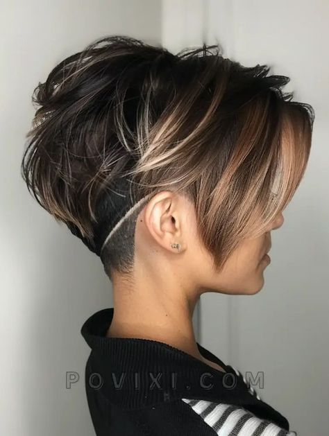 34 Innovative Undercut Bob Haircut Ideas 2024 for Fine, Short, Curly, Long and Short Fringed Hair Short Queer Hair, Asymmetrical Pixie Edgy Fine Hair, Undercut Haircut Women, Short Undercut Hairstyles For Women, Blond Pixie, Undercut Bob Haircut, Undercut Bob, Bob Haircut Ideas, Hair Shadow