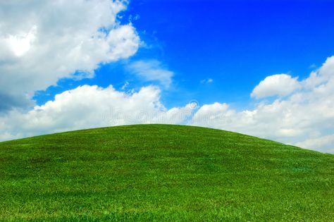 Green Hillock Blue Sky White Clouds. Natural background of green hill, blue sky , #Sponsored, #White, #Clouds, #Natural, #Sky, #Green #ad Blue Sky Green Grass Aesthetic, Blue Sky White Clouds, Digital Design Trends, Sky Green, Landscaping Images, Sound Art, Natural Background, White Clouds, Digital Watercolor