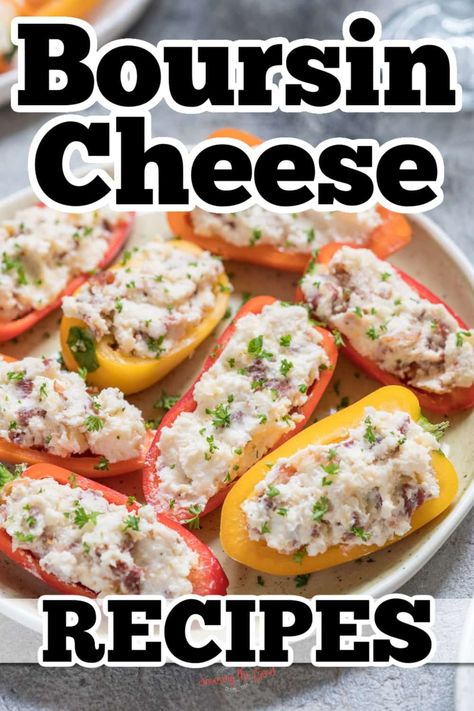 Boursin Cheese Peppers, Boursin Cheese Toppings, Boursin Cheese With Caramelized Onions And Bacon, Ways To Use Boursin Cheese, Boursin Cheese Recipes Veggies, What To Do With Boursin Cheese, Things To Make With Boursin Cheese, Diy Boursin Cheese, Boursin Keto Recipe