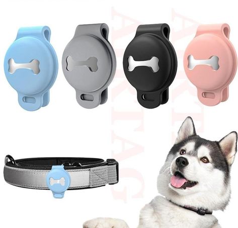 DiDog Genuine Leather Custom Collar & Leash | www.FancyPetTags.com Dog Holder, Dog Tracker, Airtag Case, Pet Tracker, Air Tag, Apple Airtag, Dog Collar Tags, Dog Branding, Cat Tags