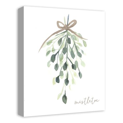 Show off your style this season with the wall art. This unique canvas features a festive design and is the perfect accent piece for your home this holiday season. Wall art comes printed on professional grade tightly woven canvas with durable construction and finished backing. Watercolor Mistletoe, Holiday Paintings, Xmas Drawing, Xmas Art, Christmas Easy, Christmas Card Art, Tag Ideas, Diy Watercolor Painting, Paint Night