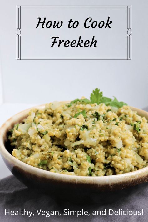 How to Cook Freekeh: A Vegan Freekeh Recipe - Very Vegan Val Freekeh Recipes Middle Eastern, How To Cook Freekeh, Freekah Recipes, Bulgar Recipes, Freekeh Recipes, Mediterranean Salads, Ancient Grains Recipes, Olive Tomato, Veggie Salad Recipes