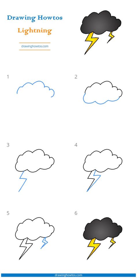 Lightning Doodle, Cloud And Lightning Drawing, Lightning Art Tutorial, Doodle Lightning, How To Draw Thunder And Lightning, How To Draw Lightning, Sharpie Markers, Guided Drawing, Kids Playing