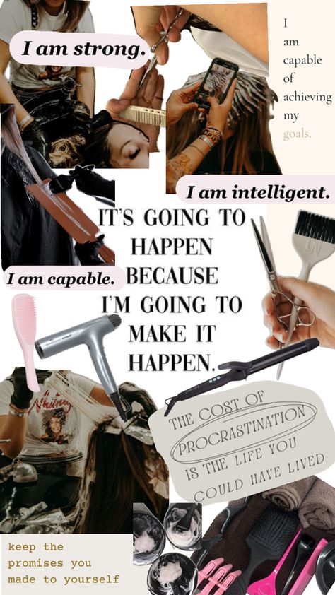 Hairstylist Marketing, Beauty School Cosmetology, Makeup Collage, Flapper Hair, Esthetician Marketing, Vision Board Images, Hair School, Cosmetology School, Life Vision Board