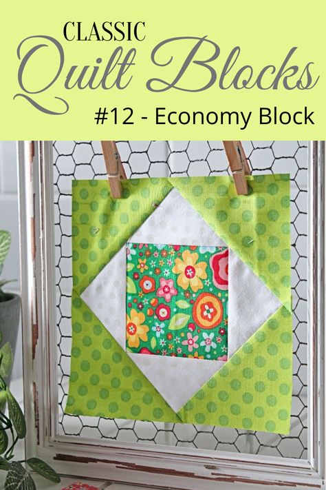 Quilt Block Ideas Easy, Economy Quilt Block Pattern, Economy Block Quilts, 6 Inch Finished Quilt Blocks, Square In Square Quilt Pattern, Economy Block Quilt Pattern, Square In A Square Quilt Block Tutorials, Square In A Square Quilt Block, Easy Quilt Blocks For Beginners