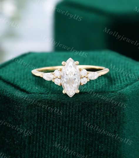 Moissanite Engagement Ring Vintage, Engagement Ring Women, Rose Gold Engagement Ring Vintage, Vintage Engagement Rings Unique, Vintage Rose Gold, Engagement Ring Vintage, Cluster Engagement Ring, Yellow Gold Engagement, Rose Gold Engagement