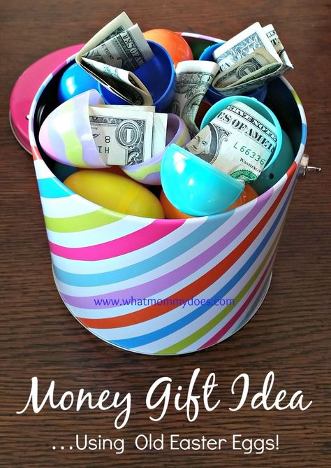 Bucket Full of Money-Filled Easter Eggs - A Cute Money Gift Idea Cheap Easter Baskets, Money Gift Idea, Emergency Money, Graduation Money Gifts, Indoor Crafts, Graduation College, College Ideas, Creative Money Gifts, Money Gifts