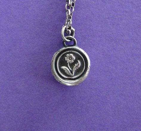 Forget me not flower pendant. Sterling silver victorian | Etsy Forget Me Not Necklace, Wax Letter Seal, Intaglio Jewelry, Stamp Necklace, Wax Seal Pendant, Seal Jewelry, Wax Seal Jewelry, Silver Metal Clay, Forget Me Not Flower