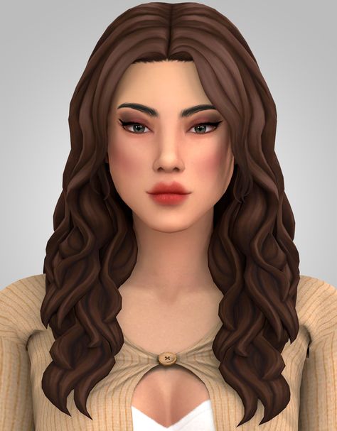 Estelle Hair | Aladdin-The-Simmer en Patreon Ts4 Wavy Hair Cc, Sims 4 Cc Maxis Match Hair Female Long, Mods Sims 4, Hair Base, Mod Hair, Cc Hair, The Sims 4 Pc, Pelo Sims, Sims 4 Mm Cc