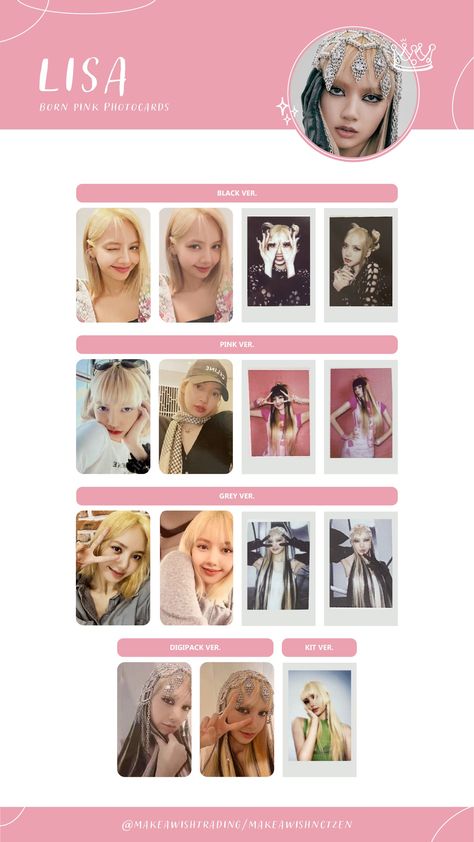 Lisa Born Pink Photocard, Born Pink Photocard, Pink Photocard, Blackpink Photocards, Polaroid Kpop, Templat Kotak, Photocards Kpop, Photocard Template, Chibi Sketch