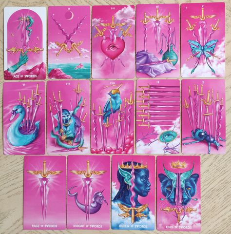 Colorful Tarot Cards, Pagan Images, Pink Tarot, Mini Pony, Tarot Cards Art, Witch Magic, Art Collage Wall, Aphrodite, Tarot Card