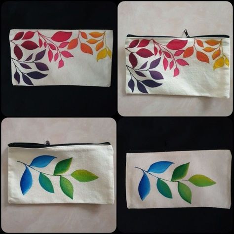 Fabric Painted Bags Ideas, Fabric Bag Painting Ideas, Canvas Pouch Painting Ideas, Canvas Pouch Painting, Handpainted Pouches, Pouch Painting Ideas, Pouch Painting, Hand Painted Bags Handbags, Painted Canvas Bags