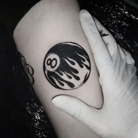 8 Ball Tattoo Design, 8 Ball Drawing, Eight Ball Tattoo, Small Black Tattoo, Magic 8 Ball Tattoo, 8 Ball Tattoo, Gamer Tattoos, Ball Tattoo, Cool Tattoo Drawings