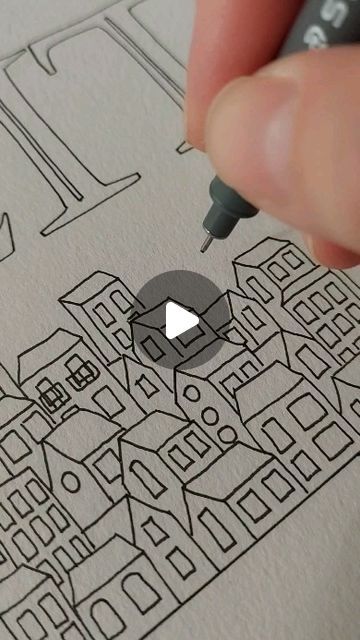 Urban Drawing Architecture, Line Drawing Inspiration, Collage Architecture Illustration, Doodle Houses Drawing, Sketch Ideas Architecture, How To Draw A City, Pen Art Work Illustrations, Architectural Doodle, City Doodle Art