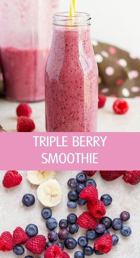 Frozen Fruit Smoothie Recipes, Triple Berry Smoothie, Frozen Fruit Smoothie, Free Smoothie Recipes, Coconut Milk Smoothie, Fresh Fruit Smoothies, Dairy Free Smoothies, Smoothie Fruit, Mixed Berry Smoothie