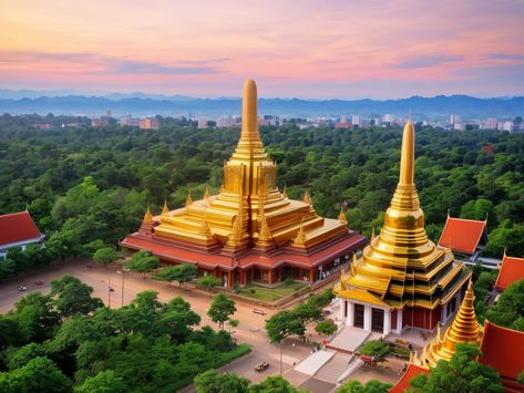 Discover Thailand's Beauty: Doi Suthep Temple Overlooking Chiang Mai Doi Suthep, Inspiring Landscapes, Chiang Mai, Awe Inspiring, Temple, Thailand, Beauty