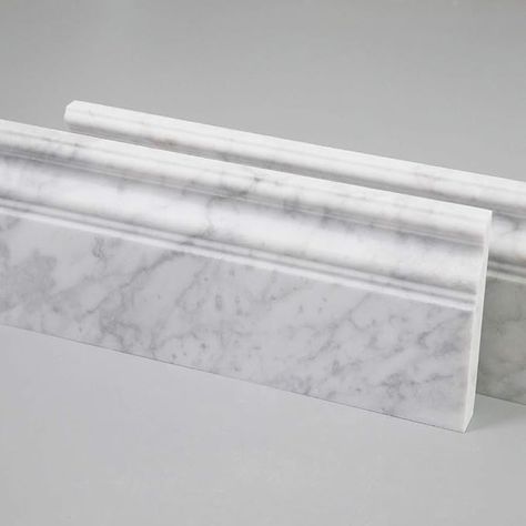 Soulscrafts Italian White Carrara Marble Baseboard Trim Molding Honed 4 Pcs/Box - Amazon.com Marble Baseboard, Baseboard Trim, Baseboard Molding, White Carrara Marble, Trim Molding, Carrara Marble, Baseboards, Molding, Marble