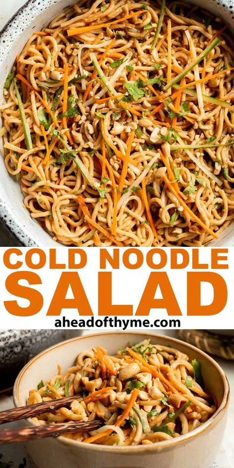 Asian Cold Noodle Salad Chow Mein Noodle Salad, Chow Mein Salad, Summer Noodles, Cold Zucchini Noodle Salad, Easy Cold Noodle Recipes, Egg Noodle Salad, Chinese Cold Noodles, Cold Noodle Salad Recipes, Cold Asian Noodle Salad