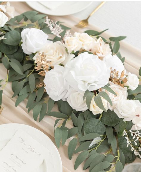 Banyan Leaf, Avalanche Rose, Garland Table Runner, Eucalyptus Flower, Hydrangea White, Head Table Decor, Wedding Flower Packages, Handmade Bouquets, Willow Leaf