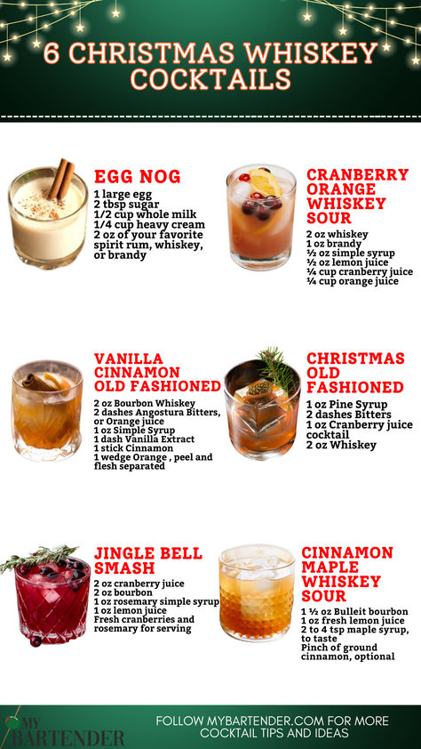 Christmas Whiskey Cocktails Howler Head Whiskey Cocktails, Buffalo Trace Cocktails, Scottish Cocktails, Bartender Tips, Whiskey Cocktail Recipes, Pomegranate Liqueur, Sidecar Cocktail, Simple Syrup Cocktails, Creamy Eggnog