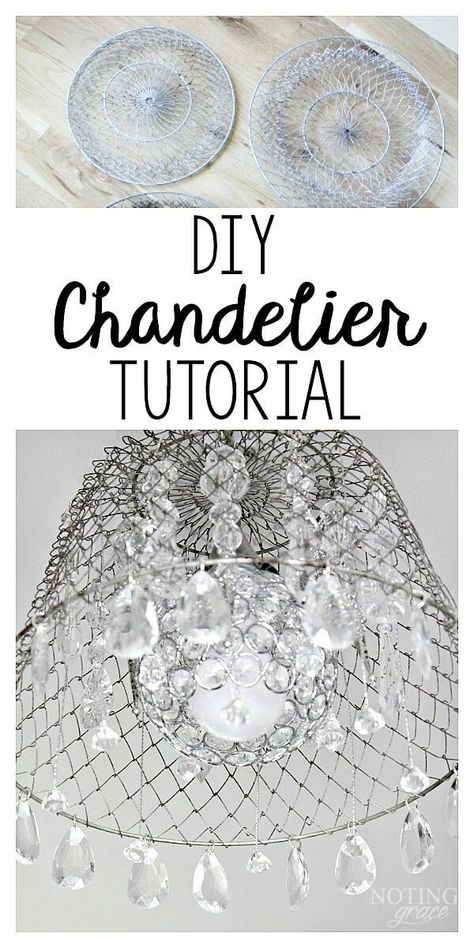 Chandelier Making, Chandelier Diy Crystal, How To Make A Chandelier, Chandelier Diy, Modern Farmhouse Diy, Modern Farmhouse Home Decor, Diy Posts, Basket Lighting, Diy Chandelier