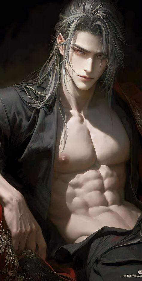 Spiritual Artwork, Dark Anime Guys, Anime Guys Shirtless, Cool Anime Guys, Fantasy Male, Boy Poses, Digital Art Anime, Boy Art, Dark Anime