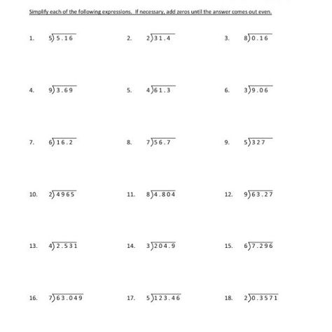 Long Division With Decimals, Dividing Decimals Worksheet, Division With Decimals, Decimals Activities, Worksheet Multiplication, Subtracting Decimals Worksheet, Division With Remainders, Multiplying And Dividing Decimals, Decimal Multiplication