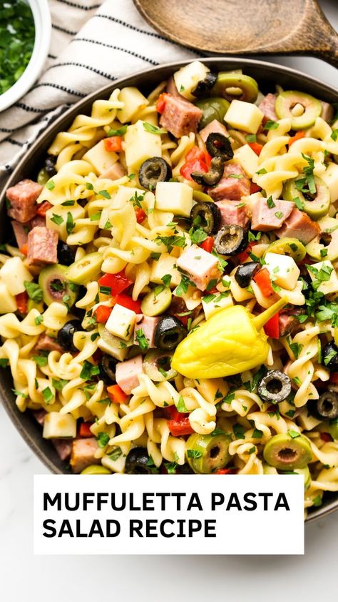 Muffaletta Salad, Muffaletta Pasta Salad, Turkey Muffaletta Sandwich, Muffuletta Pasta Salad, Ina Garten Tomato Feta Pasta Salad, Orzo Bruschetta Pasta Salad, Mediterranean Tortellini Pasta Salad, Pasta Salad With Artichoke Hearts, Muffelata Pasta Salad