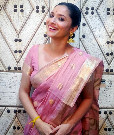 Ankita Lokhande poses wearing a traditional pink saree Shibani Dandekar, Rhea Chakraborty, Ankita Lokhande, Digital Campaign, Traditional Saree, Sushant Singh, Open Letter, Tv Actors, Traditional Sarees