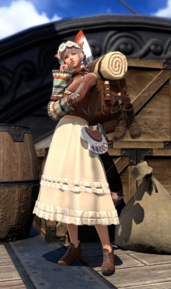 The Traveling Painter | Eorzea Collection Fantasy Traveler Outfit, Fantasy Traveler, Traveler Outfit, Princess Dance, Eorzea Collection, Fantasy Battle, Patches Fashion, Your Character, Final Fantasy Xiv