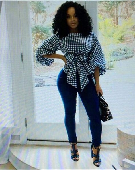 THE BEST RUFFLE BLOUSE DESIGNS FOR SOUTH AFRICAN WOMEN - Pretty 4 Jeans And Nice Top Outfit, Latest Ankara Top Styles, Jeans And Nice Top, Ankara Top Styles, Ruffle Blouse Designs, Ankara Tops, Latest Ankara, Afrikaanse Mode, Corporate Fashion