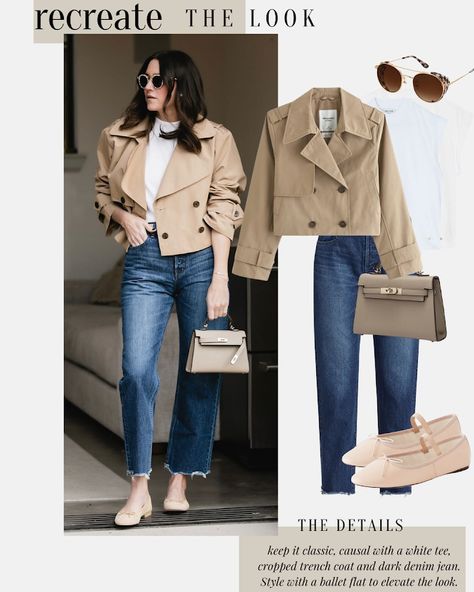 Comment OUTFIT for links to cropped trench coat outfits sent to your DM. 1-3? 3 Chic trench coat outfits to add to your spring wardrobe📌 if you’re looking to recreate some classy outfit ideas and share with a friend who needs help styling their neutral outfits *Comment OUTFIT for links sent to your DM *head to the link in my profile *follow @thegraydetails in the @shop.LTK * https://liketk.it/4FElH #neutrallook #neutralfashion #workwearstyle #timelessstyle #minimalstyle #chicstyle #monoc... Coated Jeans Outfit, Trench Coat Outfit Spring, Casual Elegant Outfits, Working Girl Outfits, Effortless Chic Outfits, Trench Outfit, Transitional Outfits, Cropped Trench Coat, Neutral Outfits