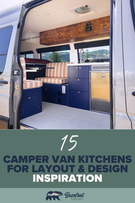 In this post, we’ve rounded up 15 different camper van kitchens to give you some inspiration for your own mobile kitchen layout and design. There’s no one right van kitchen layout or perfect mini-fridge, but we hope that these beautifully converted camper van kitchenettes help you plan out the best kitchen for your van life adventures. Van Kitchens, Converted Camper, Camper Van Kitchen, Van Kitchen, Adventure Ideas, Mobile Kitchen, Sprinter Van Conversion, Creative Storage Solutions, Van Life Diy