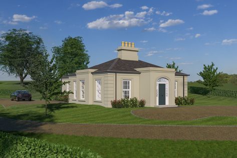 Lodge House Exterior, Lodge House Plans, House Designs Ireland, Lodge Ideas, Lodge Design, Georgian Style Homes, Lodge House, Modern Gate, Lodge Homes