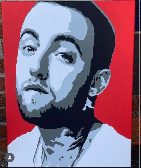 Mac Miller Pop Art, Mac Miller Art Painting, Mac Miller Painting, Aesthetic Paintings, Musical Artist, Graduation Art, Rapper Art, Glass Paintings, Tutorials Drawing