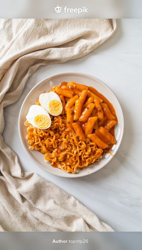 Korean Food Aethstetic Ramen, Ramion Korean Food, Ramyun Korean Noodles, Korean Noodles Aesthetic, Instant Noodles Aesthetic, Korean Ramen Aesthetic, Spicy Korean Sauce, Spicy Korean Food, Korean Sauce