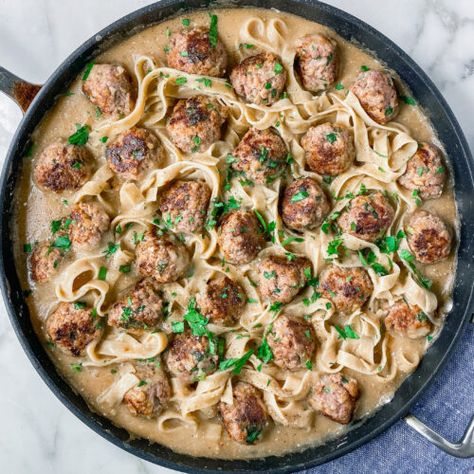 Cheeseburger Salad Recipe, Swedish Meatball Sauce, Fettuccini Noodles, Beef And Pork Meatballs, Tender Meatballs, Healthy Pork, Meatball Sauce, Ranch Recipe, Pork Meatballs