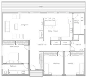 house design house-plan-ch414 10 Small House Blueprints, Bungalow Floor Plans, Villa Plan, Home Design Floor Plans, Model House Plan, House Blueprints, Bedroom House Plans, Modern House Plans, Home Plan