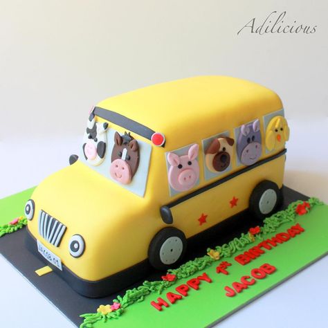 School Bus Cake, Bus Cake, Toddler Birthday Cakes, Mickey Mouse Birthday Cake, 2nd Birthday Party For Boys, Cars Birthday Cake, 4th Birthday Cakes, Safari Cakes, Second Birthday Ideas