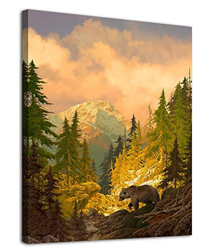 Living Room Forest, Room Forest, Artwork Contemporary, Office Wall Decoration, Wildlife Decor, Wooden Painting, Mountain Modern, Modern Canvas Art, Forest Art